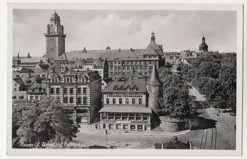 Ak Plauen i. V. Tunnel mit Rathaus um 1935 ! (A2107