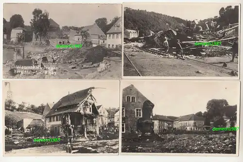 4 x Foto Ak Unwetter Katastrophe Berggießhübel Gottleuba Glashütte Müglitztal !