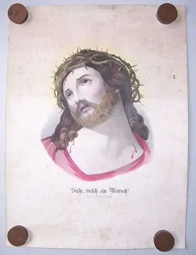 Kolo. Lithografie Jesus " Siehe welch ein Mensch " Görnert Dresden um 1870 deko