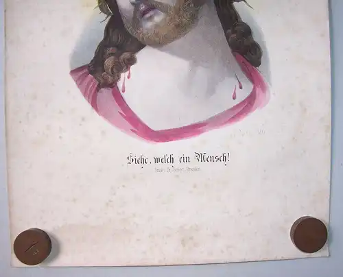 Kolo. Lithografie Jesus " Siehe welch ein Mensch " Görnert Dresden um 1870 deko