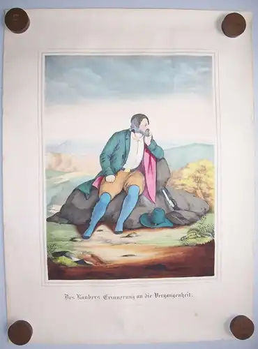 Kolorierte Lithografie Stülpner / Räubers Erinnerung an die Vergangenheit 1870er
