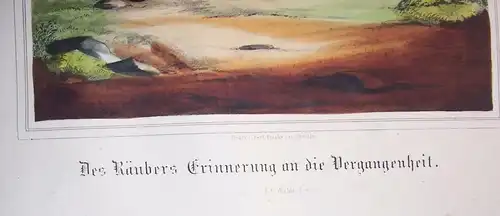 Kolorierte Lithografie Stülpner / Räubers Erinnerung an die Vergangenheit 1870er