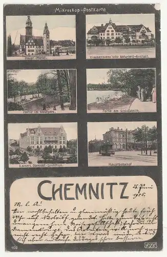 Kolorierte Ak Chemnitz Mikrokop Postkarte 1905 ! (A2010