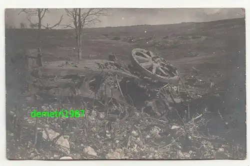 Feldpost Foto Ak zerstörtes Artillerie Geschütz Mörser Haubitze  1 Wk IWW (F1930
