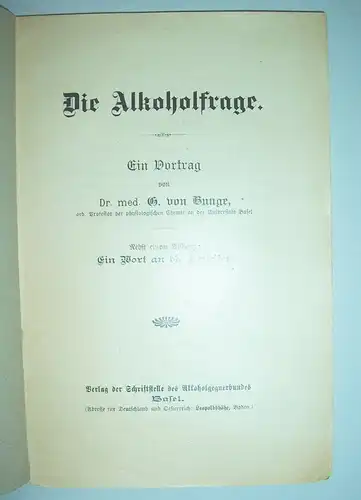 Alkoholfrage in der Großstadt 1911 Alkoholiker Literatur 2 Hefte