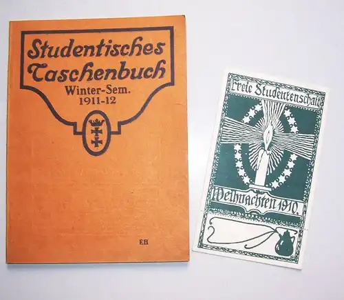 Studentisches Taschenbuch Winter Semester 1911 1912 plus Studentika Lesezeichen 