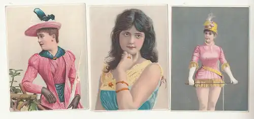 3 uralte Schmuck Etiketten Damen Portraits um 1900 deko Schmuckpapier ! (A1887
