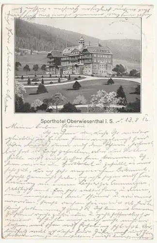 Ak Sporthotel Oberwiesenthal 1912 Sachsen A1815