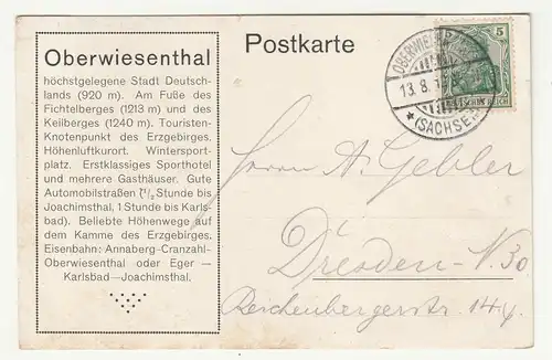 Ak Sporthotel Oberwiesenthal 1912 Sachsen A1815