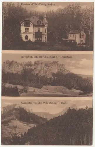 Ak Sächsische Schweiz Pensions Villa Zeissig Rathen Feldsteine Bastei um 1910 !