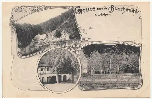 Litho Ak Gruss aus der Buschmühle bei Stolpen 1910 ! (A1732