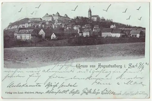 Litho Ak Gruss aus Augustusburg in Sachsen 1900 ! (A1730