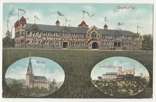 Ak Festhalle 14. Sängerfest Elbgau Sängerbund Kötzschenbroda Radebeul 1908(A1724