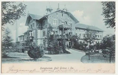 Litho Ak Grüna in Sachsen Sanatorium 1908 ! (A1697