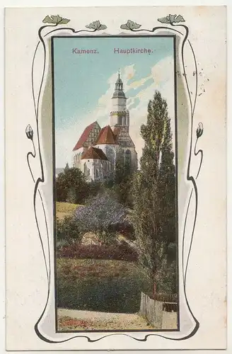 Jugendstil Litho Ak Kamenz Hauptkirche 1912 ! (A1680