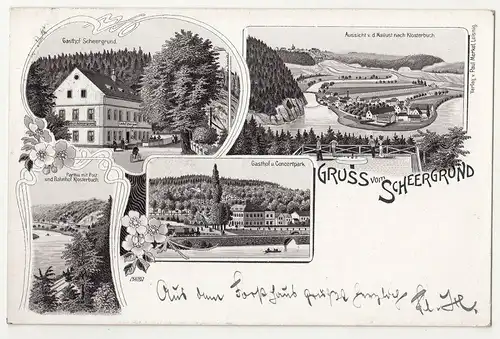 Litho Ak Gruss vom Scheergrund Gasthof Mehrbild 1906 ! (A1659