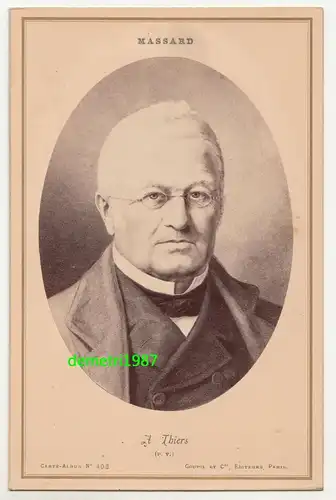 Kabinettfoto Adolphe Thiers französischer Politiker & Historiker um 1877 france