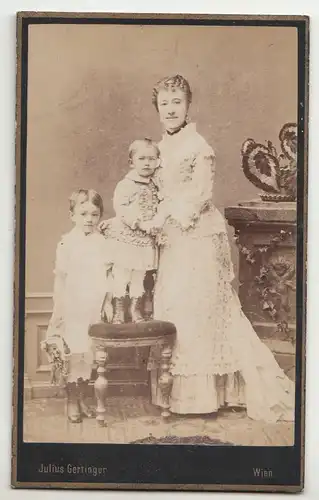 CdV Foto Gattin Kinder von Rittmeister * Rückseite beschriftet um 1890 Wien !