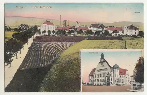 Kolorierte Ak Mügeln bei Dresden Rathaus um 1910 ! (A1657