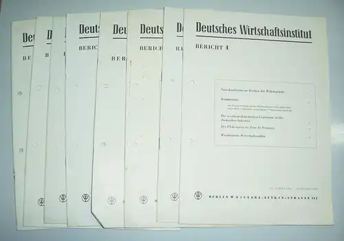 8 x Deutsches Wirtschaftsinstitut Bericht 1959 /60 DDR BRD interessant !