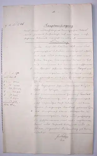 Handschriftlicher Kaufvertrag 1876 Hof Franken Bayern ! (D