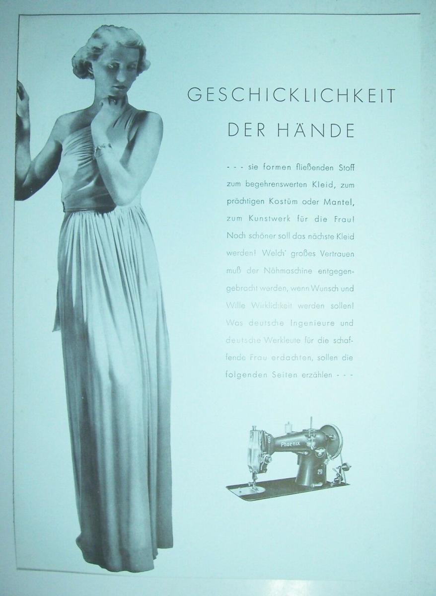 Prospekt Phoenix Schneider Nähmaschine 1935 Baer & Rempel Bielefeld ! D 