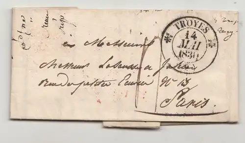 Vorphila Brief Troyes nach Paris 1830 France Frankreich ! (A1606