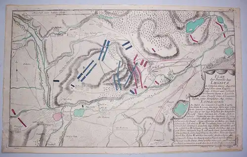 Kolorierte Kupferstich Landkarte Liegnitz Schlesien 1760 General von Laudohn !
