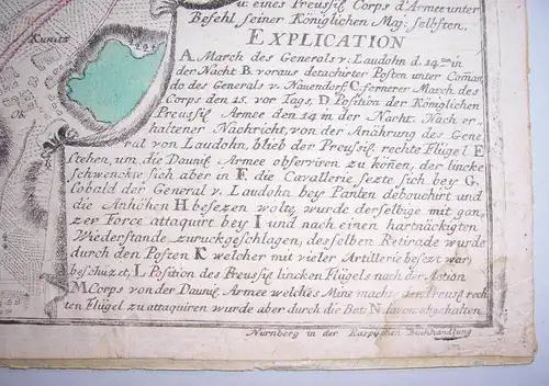 Kolorierte Kupferstich Landkarte Liegnitz Schlesien 1760 General von Laudohn !