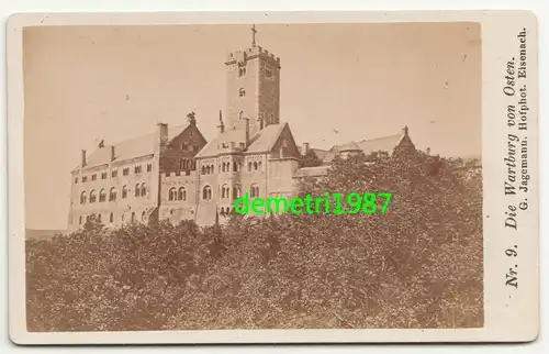 CdV Foto Die Wartburg von Osten um 1875 Jagemann Eisenach ! (F1662