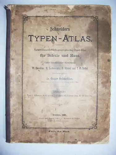 Schneiders Typen Atlas Tiere Völkerkunde Botanik 1881 Dresden