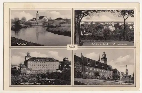 Ak Zeitz Mehrbild Ansichten Bahnhof Born - Promenade Schloss Rathaus 1943 (A1536