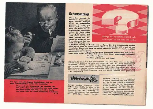 Frösi Beilage für alle Vatis & Muttis 1959 DDR ! (D)