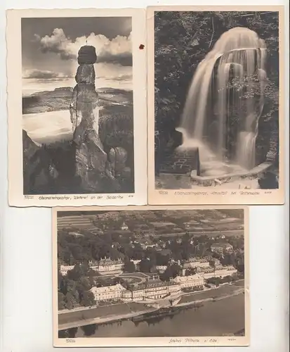 3x Hahn Dresden Ak Elbsandsteingebirge Amselfall Barbarine Schloss Pillnitz 1954