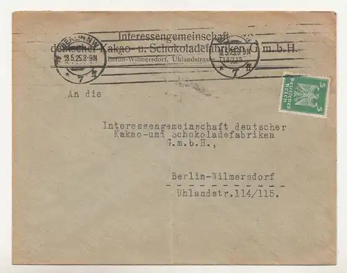 Brief 1925 Interessengemeinschaft Kakao u Schokoladenfabriken GmbH Berlin !