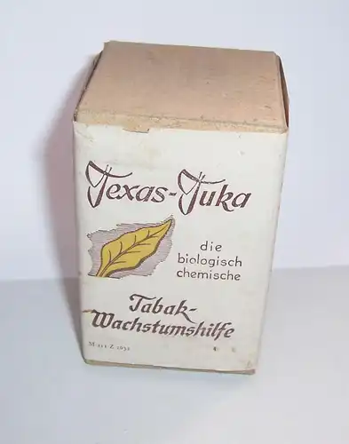Schöne Werbe Packung Texas - Tuka Wachstumshilfe Tabakanbau um 1940 / 50 !