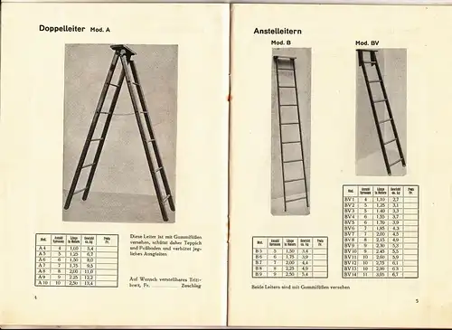Leitern Reklame Heft Tubesca Stahlleiter Metallwerke A.G. Dornach um 1930 