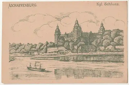 Künstler Feldpostkarte Ak Aschaffenburg kgl.Schloss 1 Wk IWW