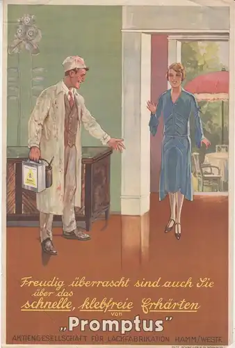Dekoratives Reklame Blatt Promptus Lack Bonerwachs ? Hamm Westf. um 1935 ! (D)