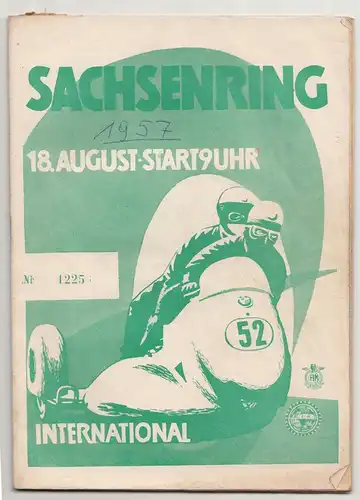 Sachsenring Programm 1957 DDR !