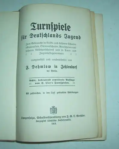 2 Bücher: Wandern Spiel und Sport & Turnspiele für Deutschlands Jugend 1911/13