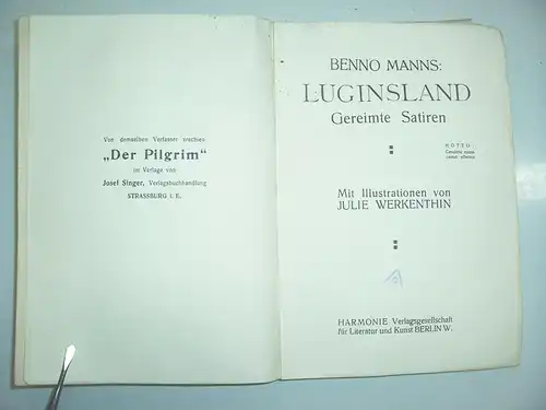 Luginsland Benno Manns gereimte Satiren Jugendstil Werkenthin Harmonie Berlin