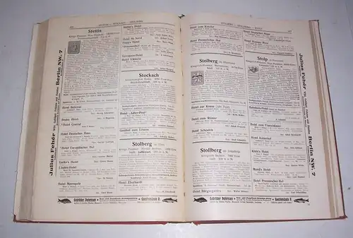 Deutscher Hotelführer mit Städtebildern und Wappen 1914 mit deutschen Gebieten
