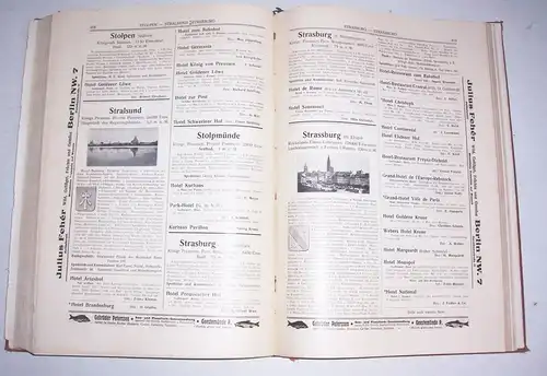 Deutscher Hotelführer mit Städtebildern und Wappen 1914 mit deutschen Gebieten