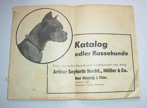 Katalog edler Rassehunde Arthur Seyfarth Bad Köstritz 1958 frühe DDR !