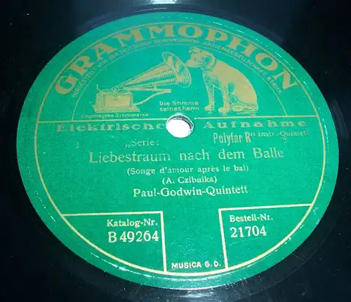 Paul Godwin Quintett Schellackplatte Minuetto & Liebestraum nach dem Balle VK !
