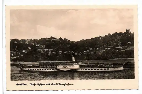 Ak Foto Dresden Loschwitz Höhe Bergbahn Schiff Elbe