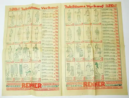 Prospekt Jubiläumsverkauf Modehaus Renner Dresden 1924