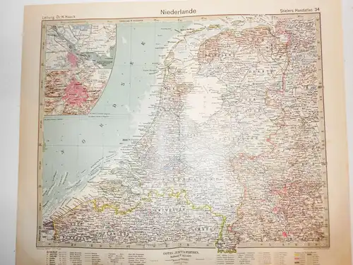 Landkarte Niederlande Holland Justus Perthes Gotha Stieler 1925 Druck Print !