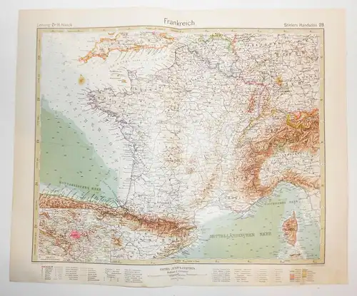 Landkarte Frankreich France Justus Perthes Gotha Stieler 1925 Druck Print !